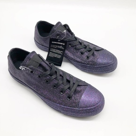 CONVERSE All Star Low Top Purple Glitter Sneakers - Picture 2 of 9